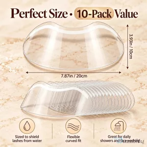 Reusable Eyelash Extension Shower Visor Shields - 10 Pack Waterproof Lash Covers
