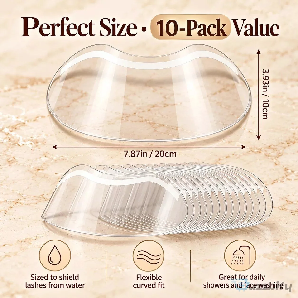 Reusable Eyelash Extension Shower Visor Shields - 10 Pack Waterproof Lash Covers