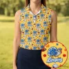 Detroit Lions Thanksgiving Turkey Football Pattern Sleeveless Polo Shirt for Women