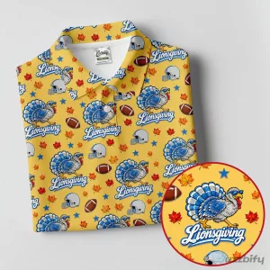 Detroit Lions Thanksgiving Turkey Football Pattern Sleeveless Polo Shirt for Women