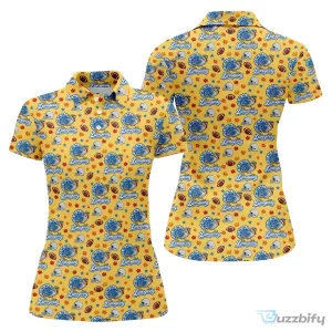 Detroit Lions Thanksgiving Turkey Football Pattern Sleeveless Polo Shirt for Women