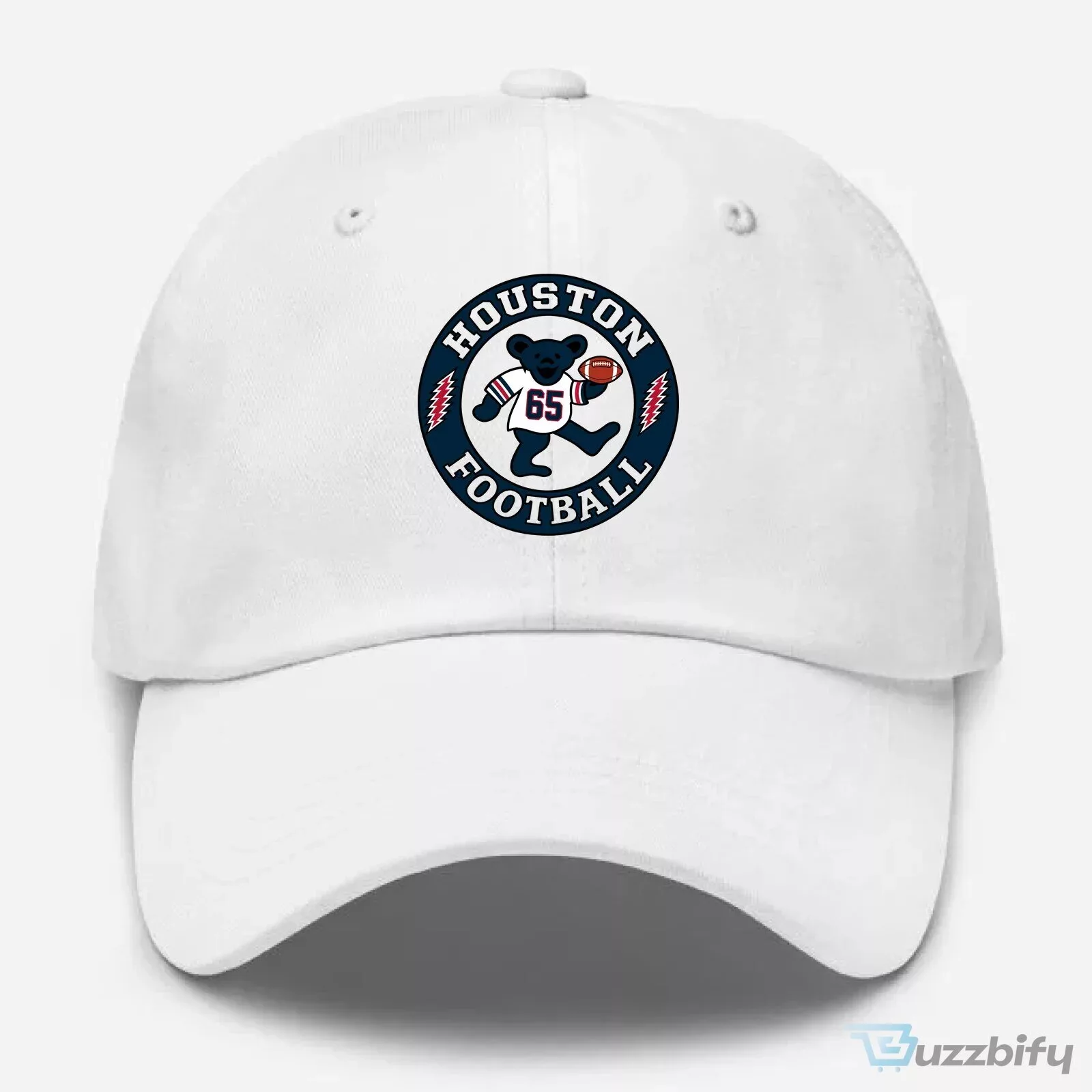 Houston Football Dancing Bear Grateful Dead Inspired White Dad Hat