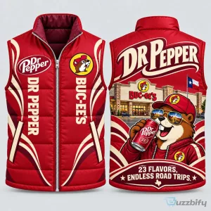 Buc-ee's Dr Pepper Red Sleeveless Puffer Vest Jacket