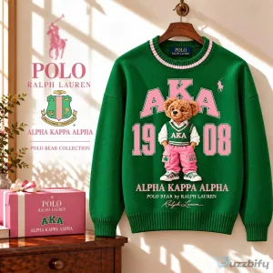 Alpha Kappa Alpha Polo Bear Ralph Lauren Green Crewneck Sweater