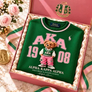 Alpha Kappa Alpha Polo Bear Ralph Lauren Green Crewneck Sweater