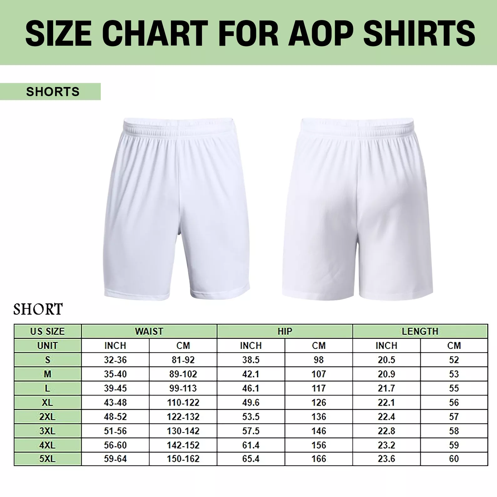 hawaii shorts size chart