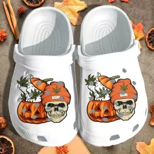 Pumpkin Skull Weed Crocs Cannabis Marijuana 420 Weed Clog Shoes For Men Women Halloween Gifts HT — image 2